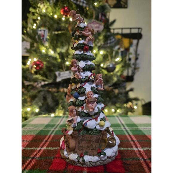 VTG Kirkland's Cedar Creek Angel Tower Cherub Ceramic Christmas Tree 15" Tall - Picture 1 of 3